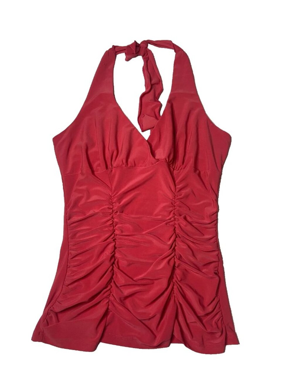 Vintage Ruched Halter Top Y2K Baddie McBling Glam Shirt Size Medium Hot Pink